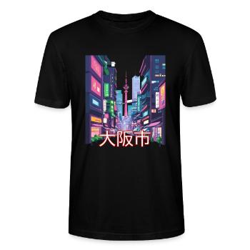 Osaka City Glow - Stanley/Stella Unisex Bio-T-Shirt CRAFTER - Schwarz - Vorne - Alina (178cm) & Michal (187cm)