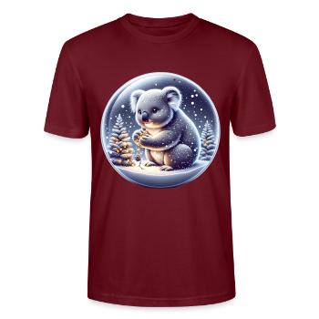 Koala Winter - Stanley/Stella Unisex Bio-T-Shirt CRAFTER - Burgunderrot - Vorne - Alina (178cm) & Michal (187cm)