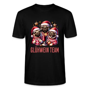Glühwein Team Mops Weihnachten - Stanley/Stella Unisex Bio-T-Shirt CRAFTER - Schwarz - Vorne - Alina (178cm) & Michal (187cm)