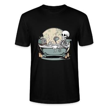 Bathtub skeleton: Deadly pleasure - Stanley/Stella CRAFTER Unisex Organic T-Shirt - black - Front - Alina (178cm) & Michal (187cm)