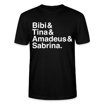 Bibi & Tina & Amadeus & Sabrina Typo weiss - Stanley/Stella Unisex Bio-T-Shirt CRAFTER - Schwarz - Vorne - Alina (178cm) & Michal (187cm)