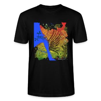 Liverpool Rising: Liver Bird Over Sunset Mersey - Stanley/Stella CRAFTER Unisex Organic T-Shirt - black - Front - Alina (178cm) & Michal (187cm)