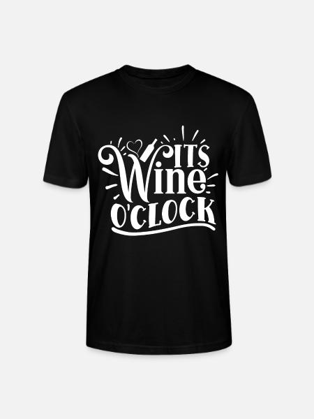 It's Wine O'clock Funny Quote - Stanley/Stella CRAFTER Unisex Organic T-Shirt - black
