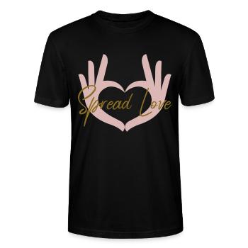 spread love, spread love, loves each other - Stanley/Stella CRAFTER Unisex Organic T-Shirt - black - Front - Alina (178cm) & Michal (187cm)