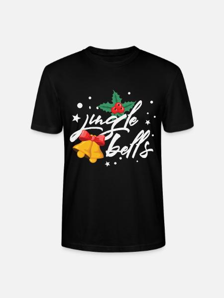 Jingle Bells Mistletoe Christmas Bells - Stanley/Stella CRAFTER Unisex Organic T-Shirt - black