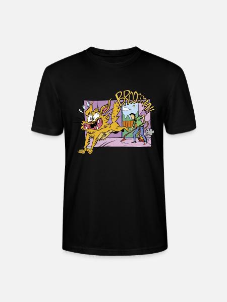 Cat Vacuum Cleaner Funny Humor Comic Cartoon - Stanley/Stella CRAFTER Unisex Organic T-Shirt - black