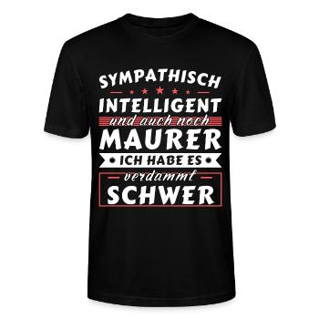 Ich habe 2 Titel Papa undIch habe 2 Titel Papa und - Stanley/Stella Unisex Bio-T-Shirt CRAFTER - Schwarz - Vorne - Alina (178cm) & Michal (187cm)