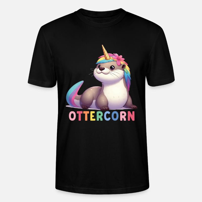 Otter Einhorn - Stanley/Stella Unisex Bio-T-Shirt CRAFTER - Schwarz