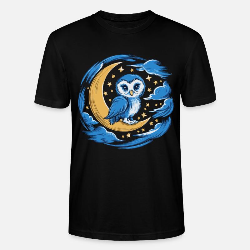 Eule Mond Sterne Nachthimmel - Stanley/Stella Unisex Bio-T-Shirt CRAFTER - Schwarz