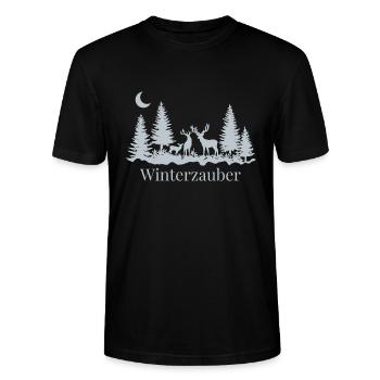 Winterzauber - Stanley/Stella Unisex Bio-T-Shirt CRAFTER - Schwarz - Vorne - Alina (178cm) & Michal (187cm)