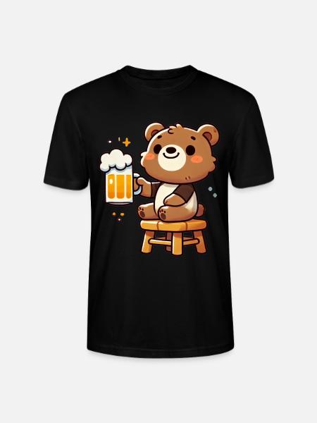 Cute Bear Drinking Beer 3 - Stanley/Stella Unisex Bio-T-Shirt CRAFTER - Schwarz