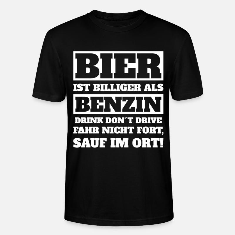 Bier ist Billiger als Benzin - Stanley/Stella Unisex Bio-T-Shirt CRAFTER - Schwarz