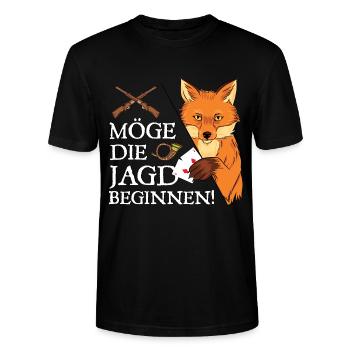 Möge Die Jagd Beginnen Doppelkopf Kartenspiel Doko - Stanley/Stella Unisex Bio-T-Shirt CRAFTER - Schwarz - Vorne - Alina (178cm) & Michal (187cm)