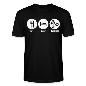 Canicross Geländelauf mit Hund Canicross Lauf - Stanley/Stella Unisex Bio-T-Shirt CRAFTER - Schwarz - Vorne - Alina (178cm) & Michal (187cm)