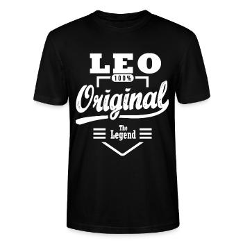 Cadeau Leo original personnalisé prénom leo - T-shirt bio CRAFTER Stanley Stella Unisexe - noir - Devant - Alina (178cm) & Michal (187cm)