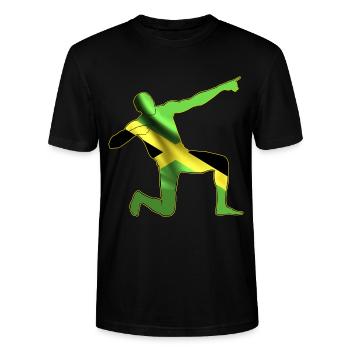 Jamaikanische Flagge Sportleichtathletik - Stanley/Stella Unisex Bio-T-Shirt CRAFTER - Schwarz - Vorne - Alina (178cm) & Michal (187cm)