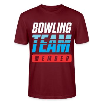 Bowling Team - Stanley/Stella CRAFTER Unisex Organic T-Shirt - burgundy - Front - Alina (178cm) & Michal (187cm)
