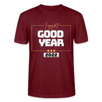 Good Year 2022 - Stanley/Stella CRAFTER Unisex Organic T-Shirt - burgundy - Front - Alina (178cm) & Michal (187cm)