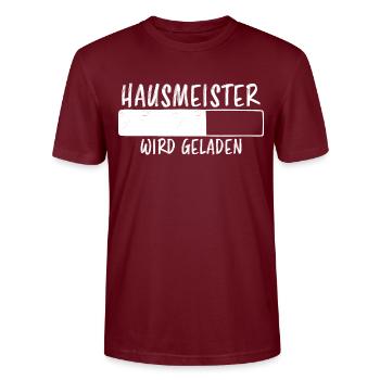 Hausmeister Spruch Lustiges Hausmeister Geschenk - Stanley/Stella Unisex Bio-T-Shirt CRAFTER - Burgunderrot - Vorne - Alina (178cm) & Michal (187cm)