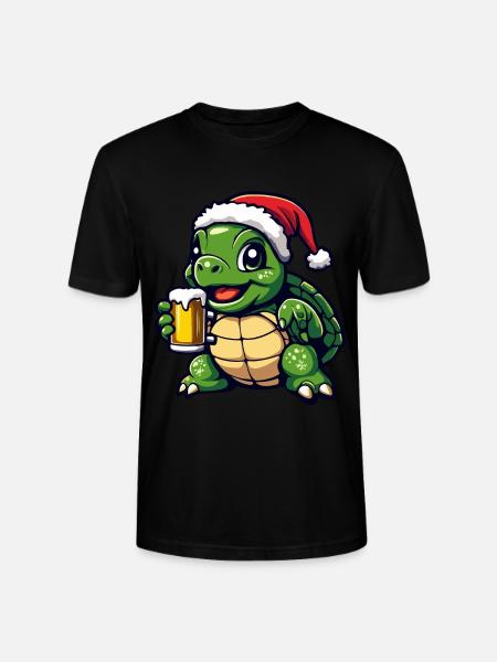 Turtle Christmas Beer Funny - Stanley/Stella CRAFTER Unisex Organic T-Shirt - black