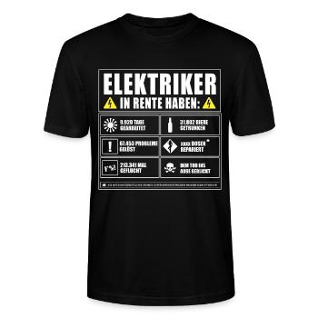 Elektriker In Rente - Stanley/Stella Unisex Bio-T-Shirt CRAFTER - Schwarz - Vorne - Alina (178cm) & Michal (187cm)