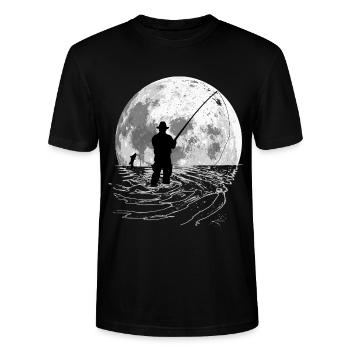 Angler Vollmond Fischer - Stanley/Stella Unisex Bio-T-Shirt CRAFTER - Schwarz - Vorne - Alina (178cm) & Michal (187cm)