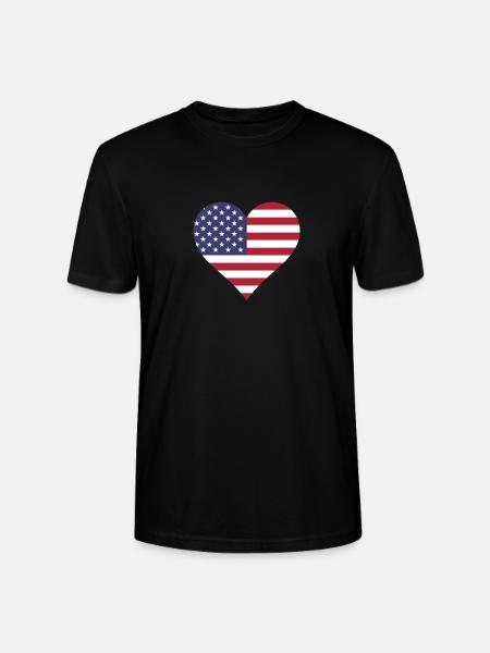 USA america flag banner heart - Stanley/Stella CRAFTER Unisex Organic T-Shirt - black