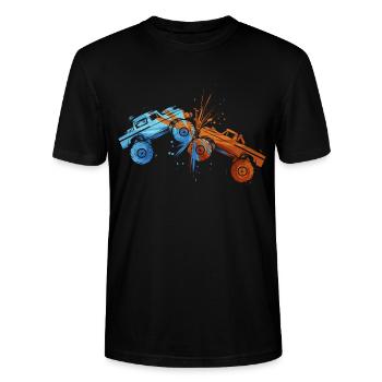 Monster Truck - Stanley/Stella CRAFTER Unisex Organic T-Shirt - black - Front - Alina (178cm) & Michal (187cm)