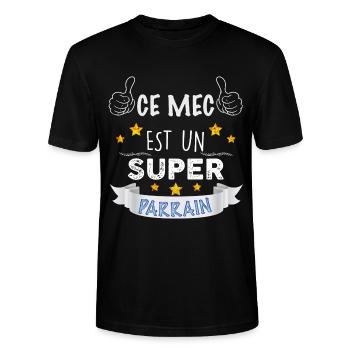 Parrain Super parrain - T-shirt bio CRAFTER Stanley Stella Unisexe - noir - Devant - Alina (178cm) & Michal (187cm)