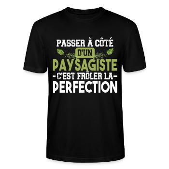 Paysagiste élagueur jardin métier arbuste cadeau - T-shirt bio CRAFTER Stanley Stella Unisexe - noir - Devant - Alina (178cm) & Michal (187cm)