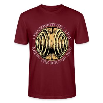 Franzbrötchen Hamburg Hamburch Gebäck Souvenir - Stanley/Stella Unisex Bio-T-Shirt CRAFTER - Burgunderrot - Vorne - Alina (178cm) & Michal (187cm)