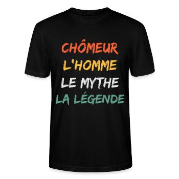 Chômeur - T-shirt bio CRAFTER Stanley Stella Unisexe - noir - Devant - Alina (178cm) & Michal (187cm)