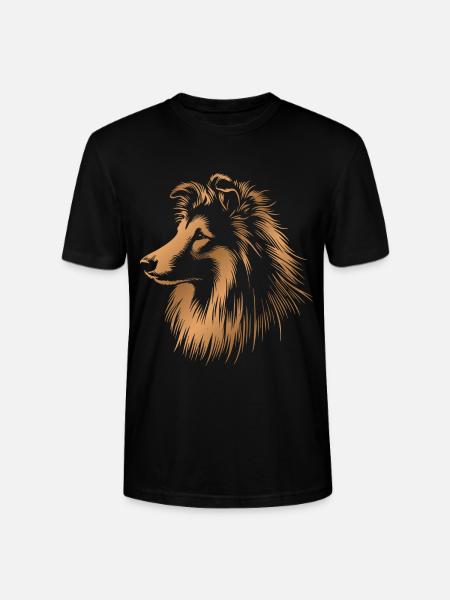 Sheltie | Shetlanninlammaskoira Head pronssi - Stanley/Stella CRAFTER unisex luomu-t-paita - musta