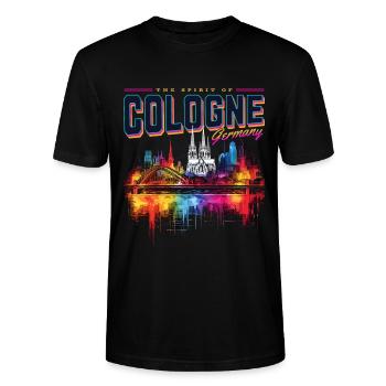 Köln Skyline Kölner Dom Deutschland Stadt Bunt - Stanley/Stella Unisex Bio-T-Shirt CRAFTER - Schwarz - Vorne - Alina (178cm) & Michal (187cm)