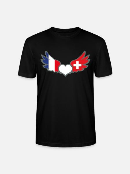 Drapeaux Français et Suisse Flag France et Suisse - T-shirt bio CRAFTER Stanley Stella Unisexe - noir