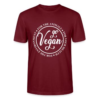 Devenir vegetarien - T-shirt bio CRAFTER Stanley Stella Unisexe - bordeaux - Devant - Alina (178cm) & Michal (187cm)
