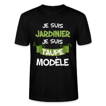 Taupe modele et jardinier humour jardin jardinage - T-shirt bio CRAFTER Stanley Stella Unisexe - noir - Devant - Alina (178cm) & Michal (187cm)