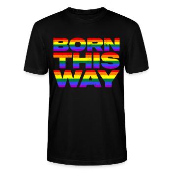 Born This Way Rainbow LGBTQIA+ CSD Gay Pride - Stanley/Stella Unisex Bio-T-Shirt CRAFTER - Schwarz - Vorne - Alina (178cm) & Michal (187cm)