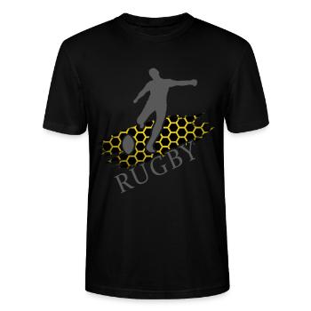 rugby rugby player rugby tackle - Stanley/Stella CRAFTER Unisex Organic T-Shirt - black - Front - Alina (178cm) & Michal (187cm)