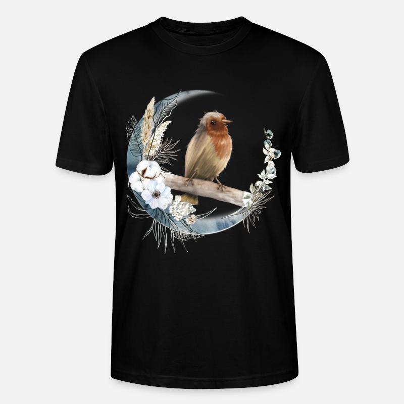 Rotkehlchen Vogelfreund Geschenk - Stanley/Stella Unisex Bio-T-Shirt CRAFTER - Schwarz