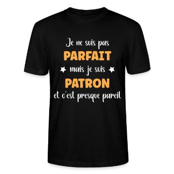 Je suis pas parfait je suis patron - T-shirt bio CRAFTER Stanley Stella Unisexe - noir - Devant - Alina (178cm) & Michal (187cm)