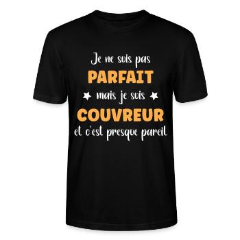 Je suis Couvreur - T-shirt bio CRAFTER Stanley Stella Unisexe - noir - Devant - Alina (178cm) & Michal (187cm)