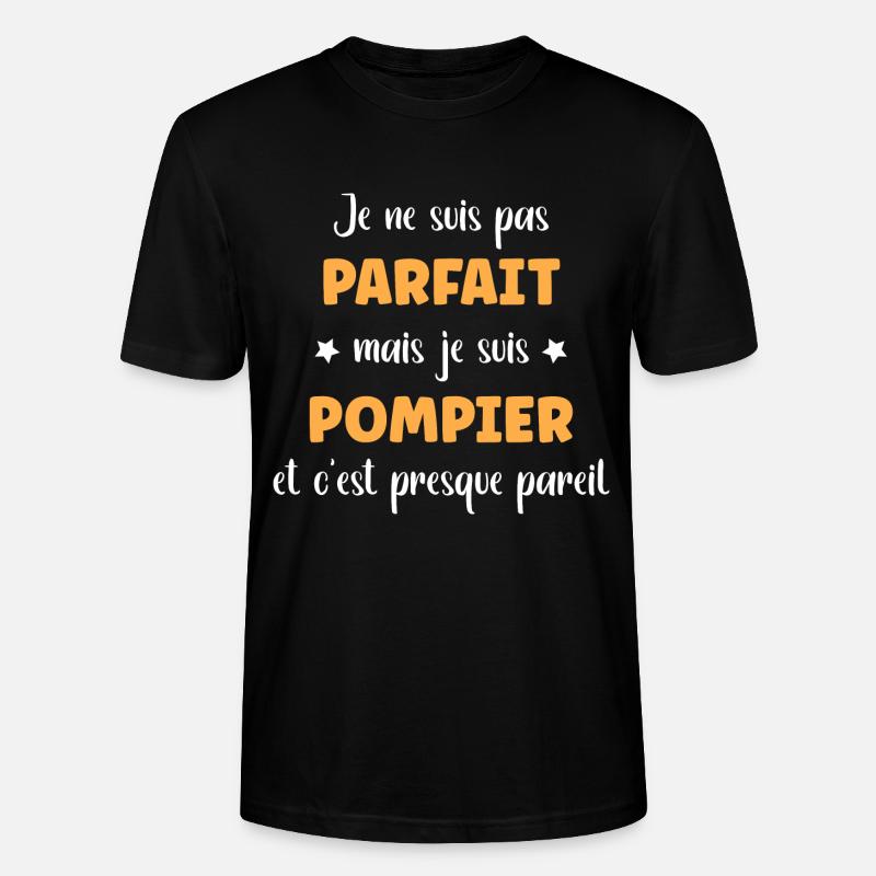 pompier - T-shirt bio CRAFTER Stanley Stella Unisexe - noir