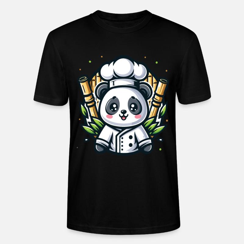 Kawaii Bamboo Panda Chefkoch - Stanley/Stella Unisex Bio-T-Shirt CRAFTER - Schwarz
