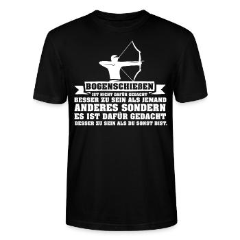 Bogenschießen ist anders Geschenk Bogenschütze - Stanley/Stella Unisex Bio-T-Shirt CRAFTER - Schwarz - Vorne - Alina (178cm) & Michal (187cm)