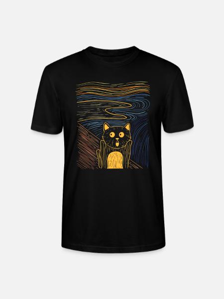 Der Schrei Gemälde Katze Kunst Parodie - Stanley/Stella Unisex Bio-T-Shirt CRAFTER - Schwarz