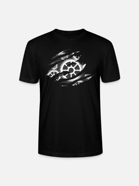 Zahnrad hinter zerrissen-Effekt - Geschenkidee - Stanley/Stella Unisex Bio-T-Shirt CRAFTER - Schwarz
