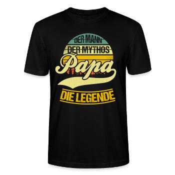 Papa Der Mann Der Mythos Die Legende. - Stanley/Stella Unisex Bio-T-Shirt CRAFTER - Schwarz - Vorne - Alina (178cm) & Michal (187cm)