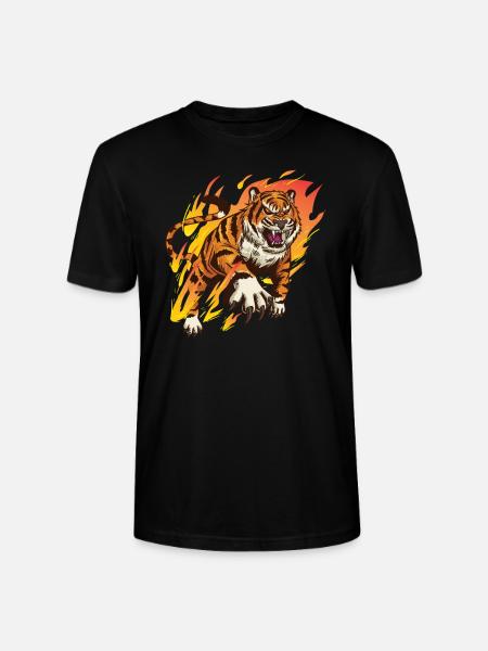 Tiger with flames - tiger lovers - Stanley/Stella CRAFTER Unisex Organic T-Shirt - black