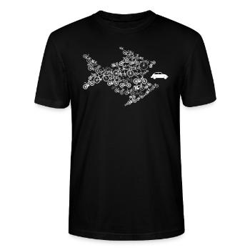 Fahrrad Fisch frisst PKW Auto - Umweltschutz Bike - Stanley/Stella Unisex Bio-T-Shirt CRAFTER - Schwarz - Vorne - Alina (178cm) & Michal (187cm)